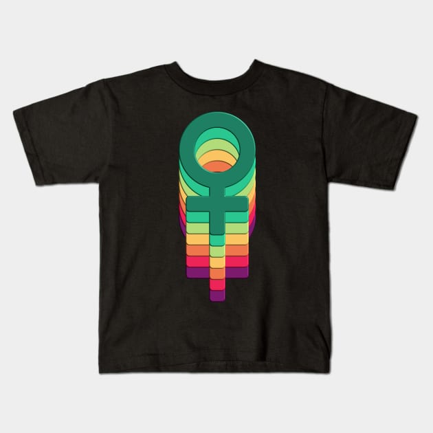 Colorful female symbol girl power Kids T-Shirt by All About Nerds